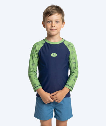 Watery UV Shirt für Kinder - Brandman Langarm Rashguard - Grün/Blau