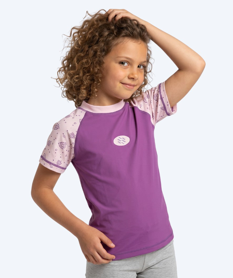 Watery UV Shirt für Kinder - Brandman Kurzarm Rashguard - Rosa/Lila