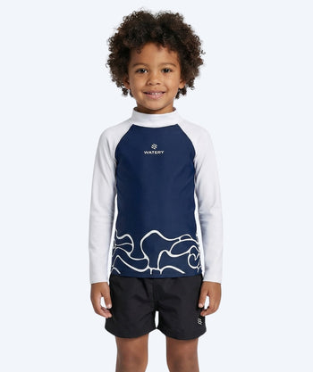 Watery UV Shirt für Kinder - Chilton Langarm Rashguard - Donkerblau/Weiß