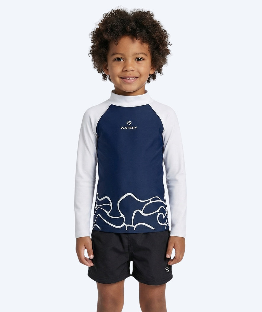 Watery UV Shirt für Kinder - Chilton Langarm Rashguard - Donkerblau/Weiß