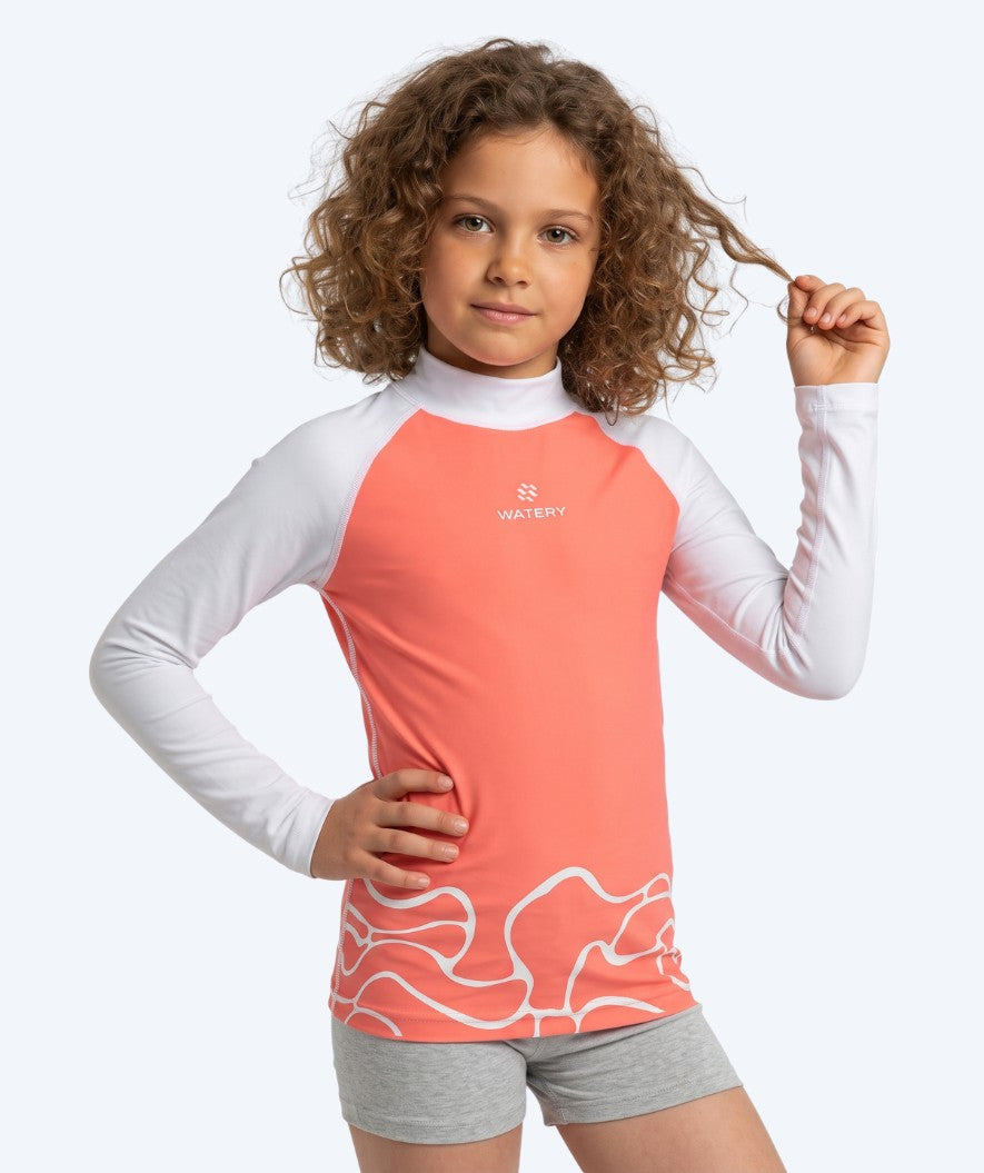 Watery UV Shirt für Kinder - Chilton Langarm Rashguard - Hellrosa/Weiß