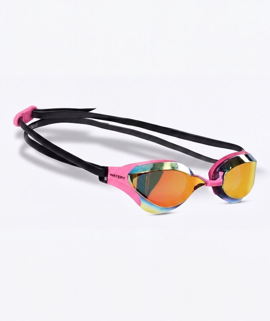 Watery Elite Schwimmbrillen - Rattle Pro Mirror - Rosa/rot