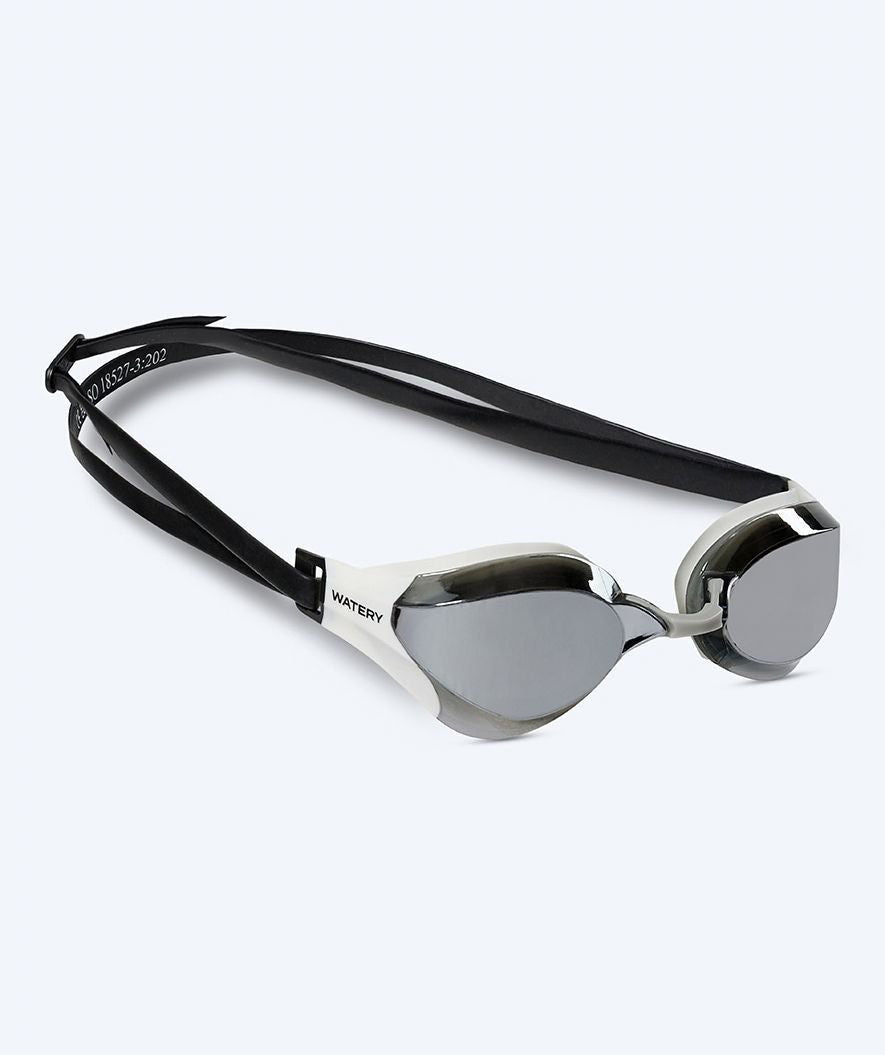 Watery Elite Schwimmbrillen - Rattle Pro Mirror - Weiß/grau