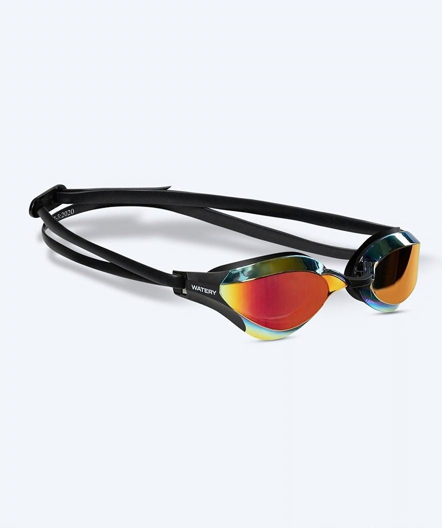 Watery Elite Schwimmbrillen - Rattle Pro Mirror - Schwarz/gold