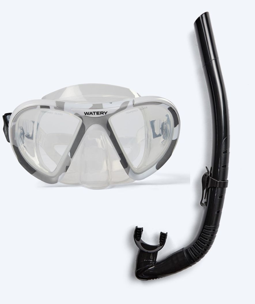 Watery Combo Schnorchelset für Erwachsene (ab 15 Jahre) - Rudder Camo/Itzel - Klar/Schwarz