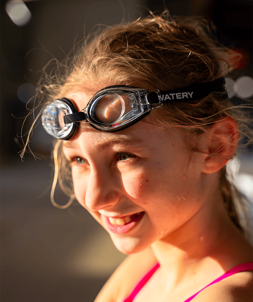 Watery Schwimmbrillen mit Sehstärke für Kurzsichtige Kinder - (-1.5) – (-7.0) - Baffin - Schwarz