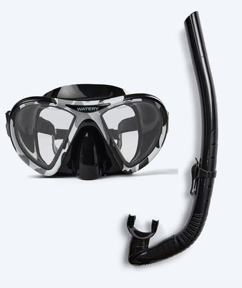 Watery Combo Schnorchelset für Erwachsene (ab 15 Jahre) - Rudder Camo/Itzel - Schwarz
