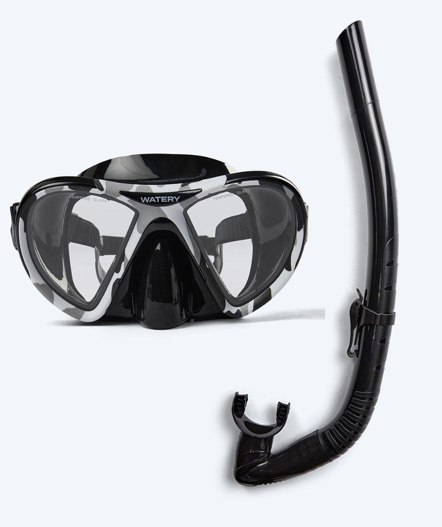 Watery Combo Schnorchelset für Erwachsene (ab 15 Jahre) - Rudder Camo/Itzel - Schwarz