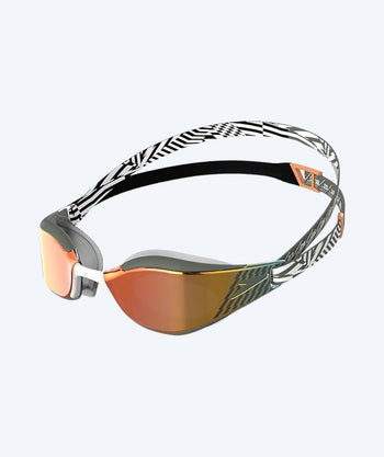 Speedo Elite Schwimmbrillen - Fastskin Hyper Elite Mirror - Schwarz/grün (Gold Scheiben)