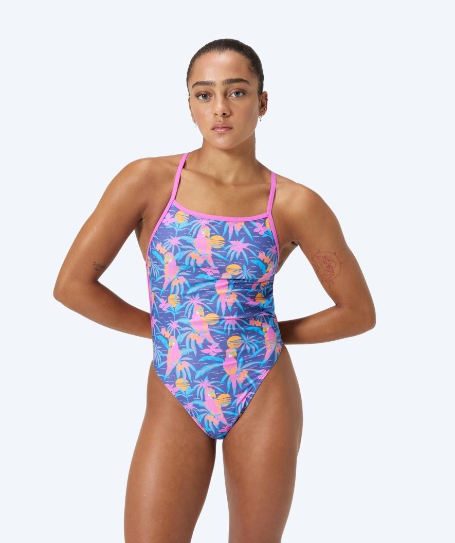 Speedo Badeanzug für Damen - Allover Digital V-Back - Blau/Hellrosa