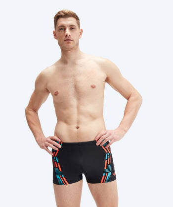 Speedo Aquashorts für Herren - Tech Print - Schwarz/Orange