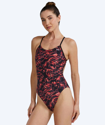 TYR Badeanzug für Damen - Durafast Energia Cutoutfit - Rot/Schwarz