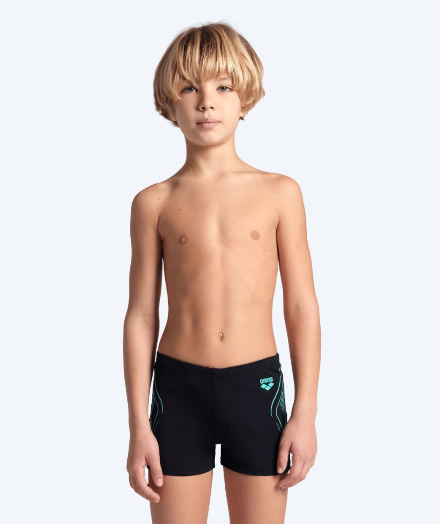 Arena Badehosen mit Bein für Jungen - Reflecting - Schwarz/Hellblau