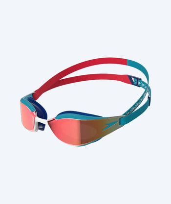Speedo Wettkampf Schwimbrille für Kinder (6-14) - Fastskin Hyper Elite Mirror - Rot/Blau