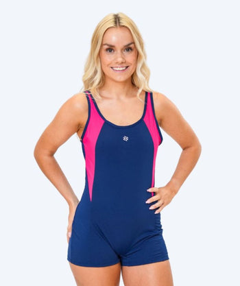 Watery Badeanzug mit Bein für Damen - Venilla - Donkerblau/Hellrosa