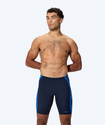Speedo lange Badehose für Herren - Hyperboom Splice - Dunkelblau/hellblau