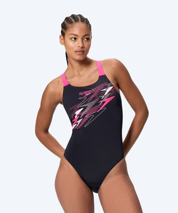 Speedo Badeanzug für Damen - Medley Logo Medalist - Schwarz/rosa