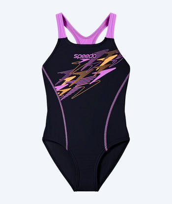 Speedo Badeanzug für Mädchen - Medley Logo Medalist - Schwarz/lila