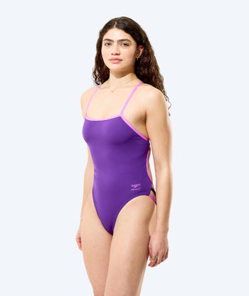 Speedo Badeanzug für Damen - Solid Tri Back - Lila/hellrosa