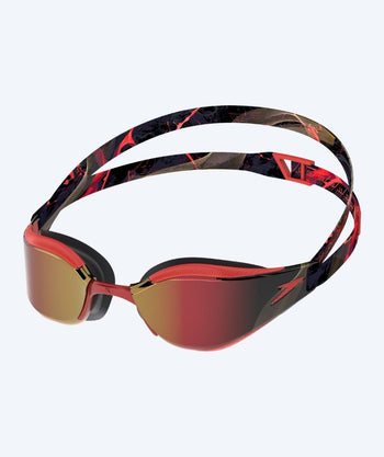 Speedo Elite Schwimmbrillen - Fastskin Hyper Elite Mirror - Schwarz/rot (Gold Scheiben)