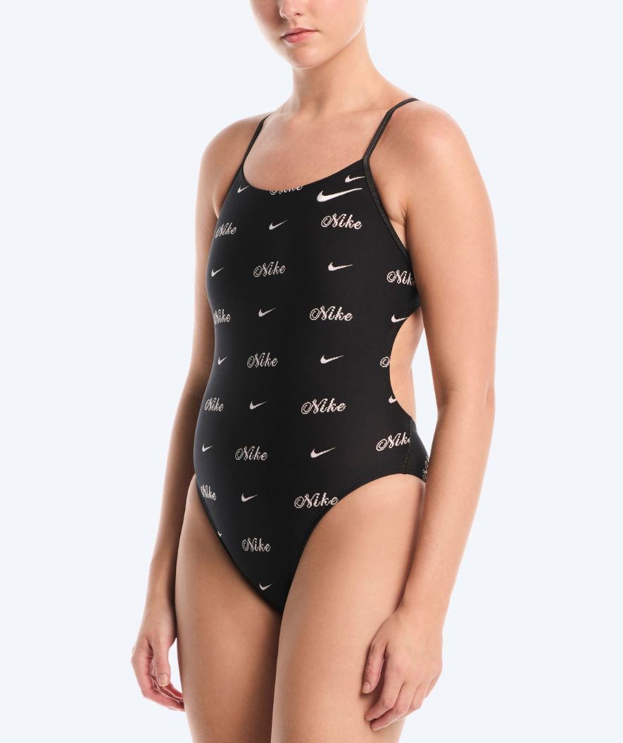 Nike Badeanzug für Damen - Hydrastrong Print Cutout - Schwarz/weiß