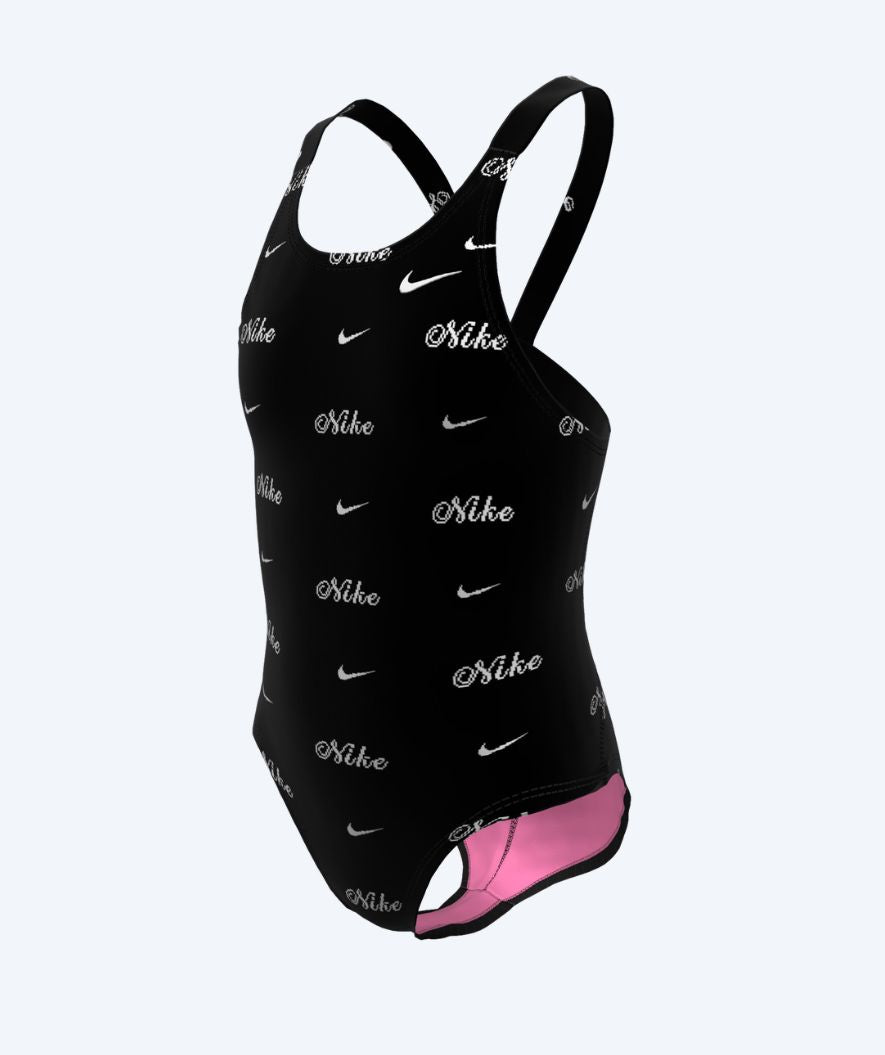 Nike Badeanzug für Mädchen - Hydrastrong Print Fastback - Schwarz/weiß