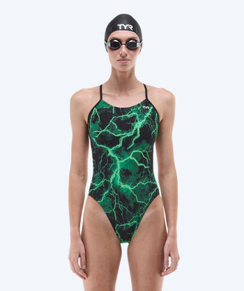 TYR Badeanzug für Damen - Durafast Elite Cutoutfit Arterix - Grün/schwarz