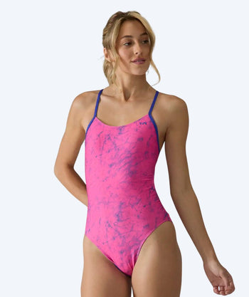 TYR Badeanzug für Damen - Durafast Elite Cutoutfit Zephyr - Rosa/dunkelblau