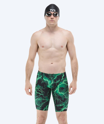 TYR lange Badehose für Herren - Durafast Elite Arterix - Grün/schwarz