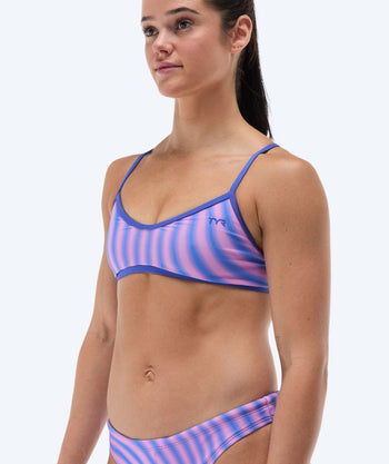 TYR Bikini Oberteil für Damen - Durafast Elite Trinity Bezold - Hellrosa/blau