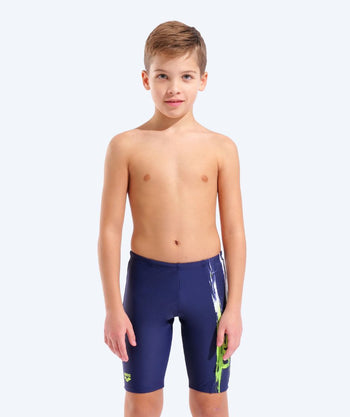 Arena lange Badehose für Jungen - Paint - Dunkelblau/grün