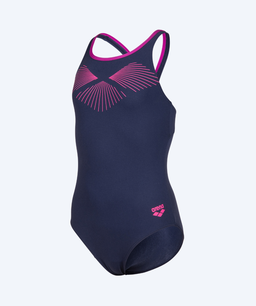 Arena Badeanzug für Mädchen - Bay Swim Pro Back - Dunkelblau/Rosa