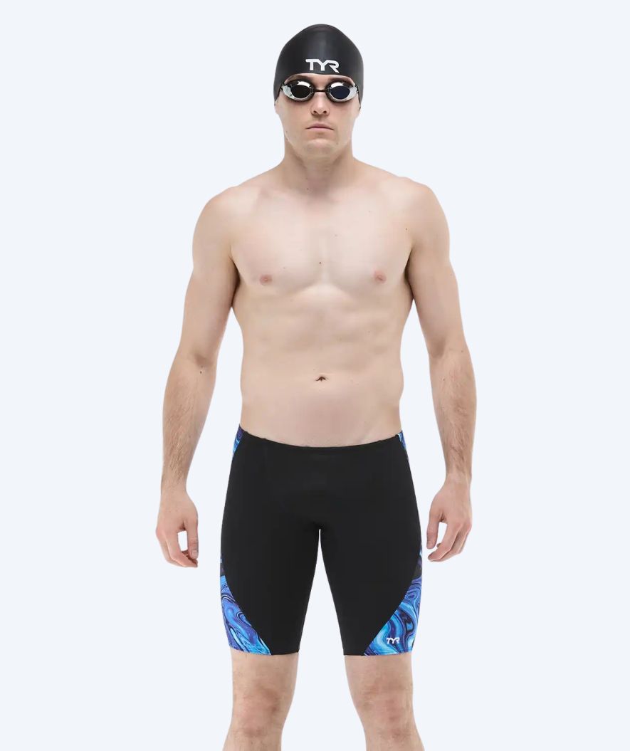 TYR lange Badehose für Herren - Blade Splice Olea - Schwarz/Blau