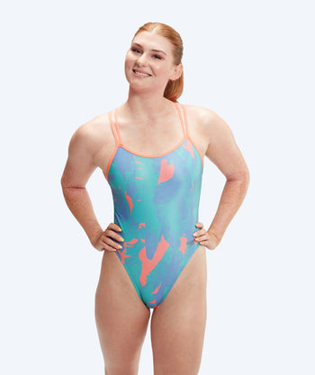 Speedo Badeanzug für Damen - Allover Digital Starback - Blau/Orange