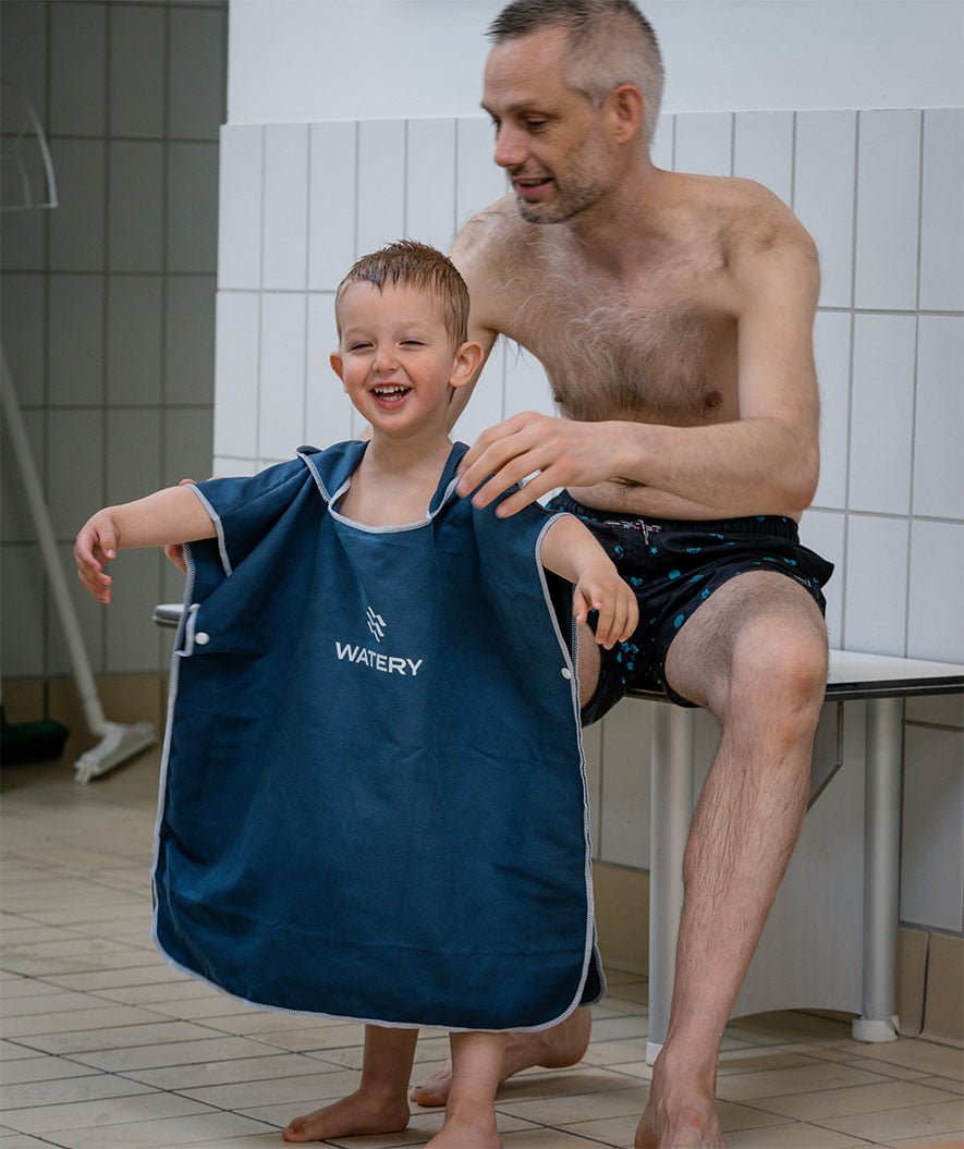 Watery Badeponcho für Kinder (1-6) - Mikrofaser - Donkerblau