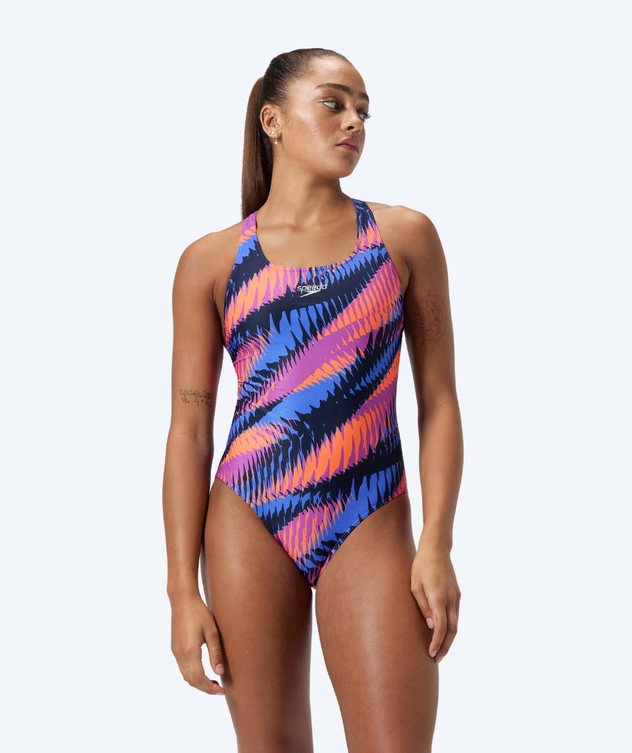 Speedo Badeanzug für Damen - Allover Digital Powerback - Blau/Orange