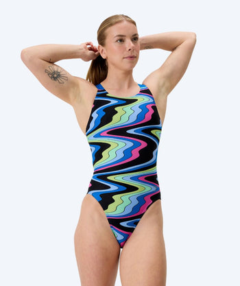 Speedo Badeanzug für Damen - Printed Leaderback - Schwarz/Blau