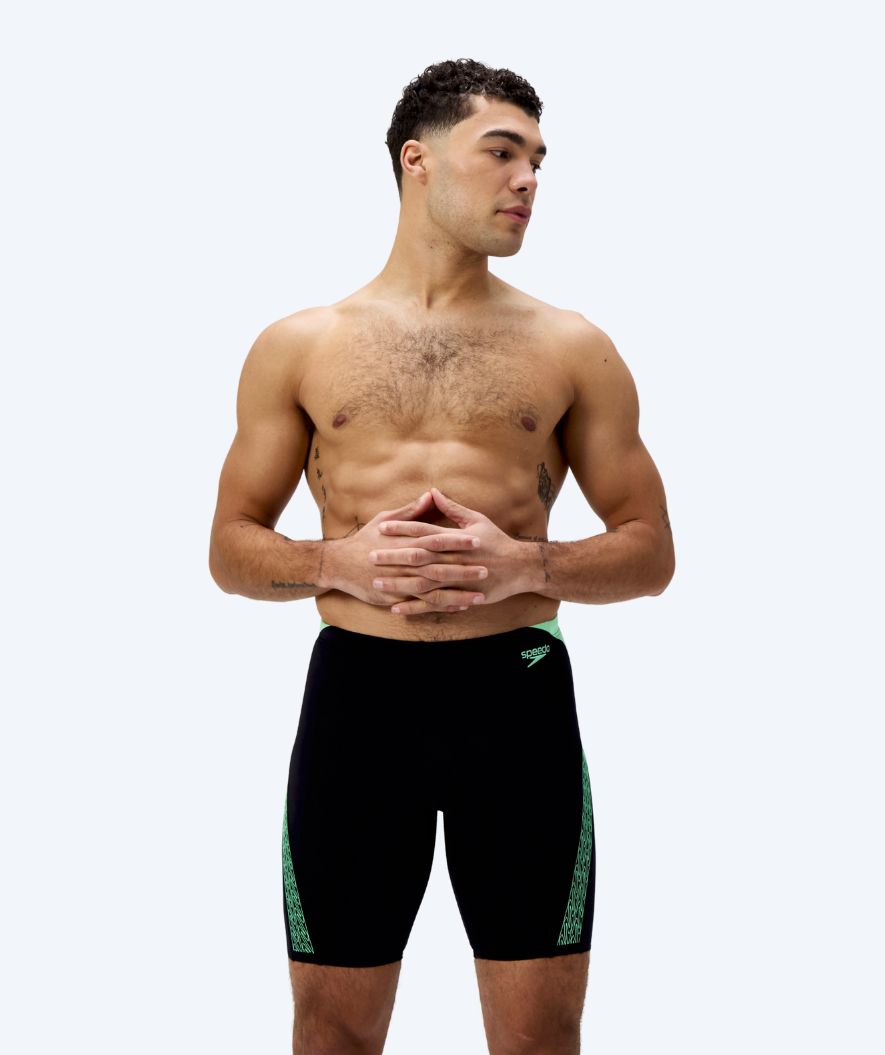 Speedo lange badebukser til mænd - Hyperboom Splice - Sort/grøn
