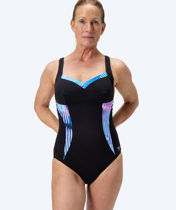 Speedo Badeanzug für Damen - Shaping Printed LunaElustre - Schwarz/Türkis