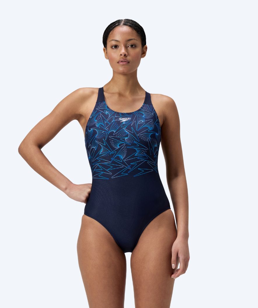 Speedo badedragt til damer - Hyperboom Placement Muscleback - Mørkeblå/lyseblå