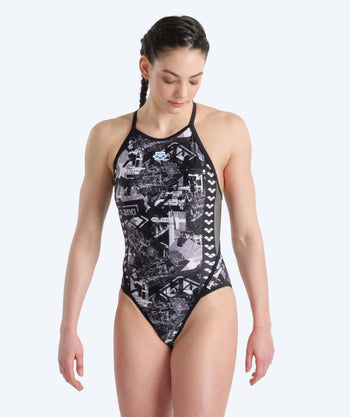 Arena Badeanzug für Damen - Icons - Schwarz/Weiß