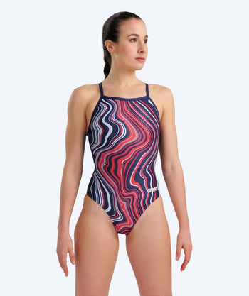 Arena Badeanzug für Damen - Lightdrop Back Marbled - Dunkelblau/rot