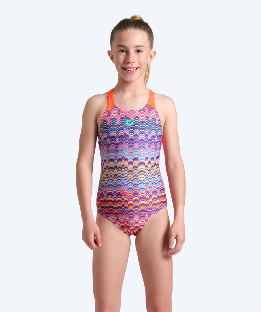 Arena badedragt til piger - Ondulation - Multi/orange