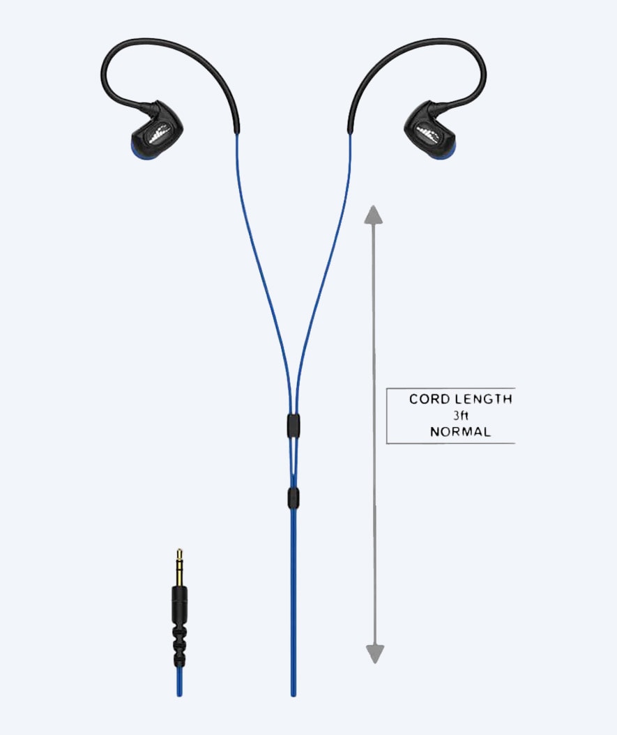 H2OAudio wasserdichte Kopfhörer - Surge SX10 Lange Schnur - Blau