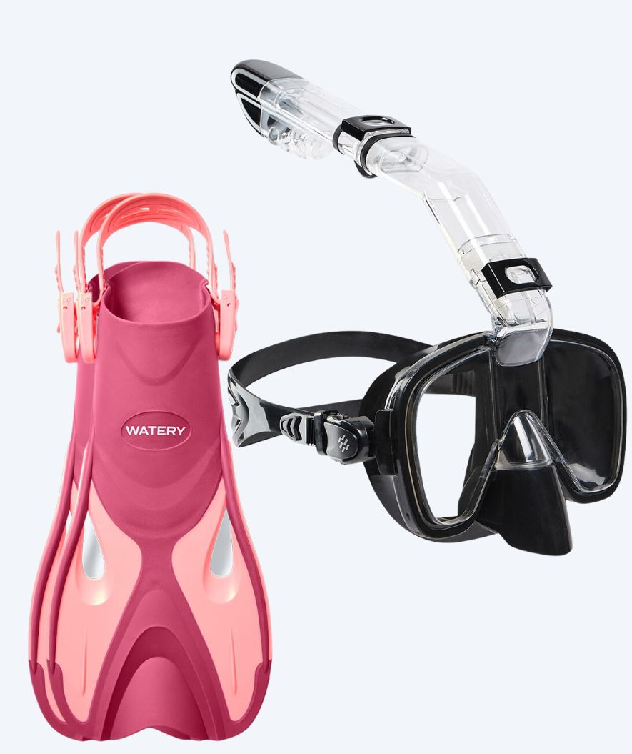 Watery Schnorchelset für Kinder - Fisher/Pearl - Rosa/Schwarz