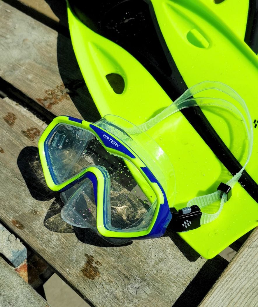 Watery Combo Schnorchelset für Erwachsene (ab 15 Jahre) - Leach Pro - Blau/Gelb