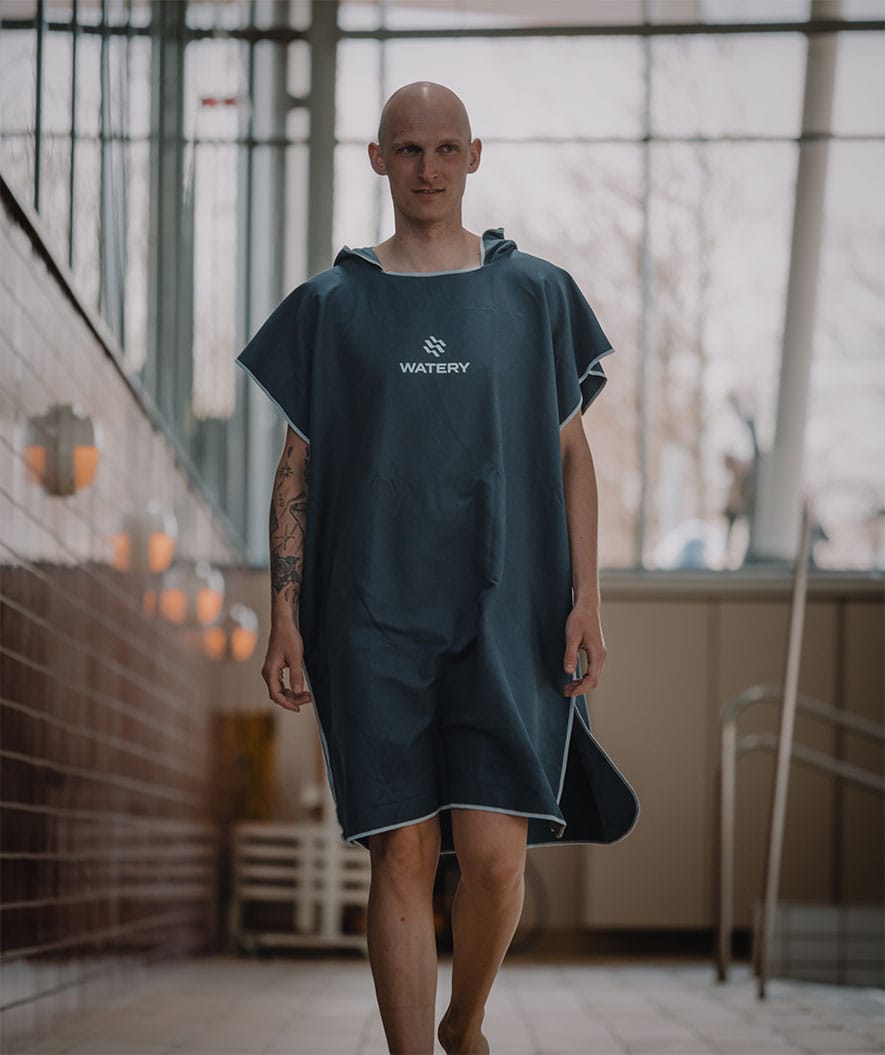 Watery Badeponcho für Erwachsene - Mikrofaser - Donkerblau