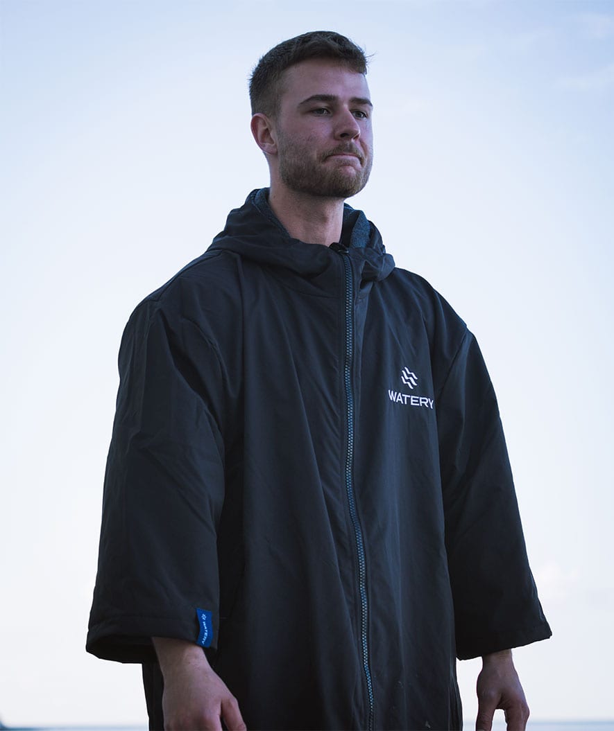 Watery Surf Poncho - Waterproof - Schwarz