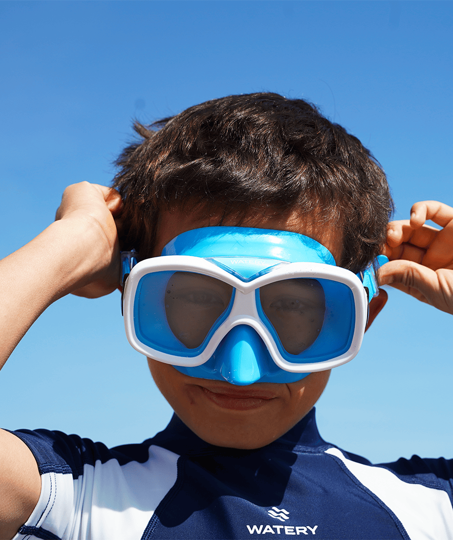 Watery Tauchmaske für Junioren (8-15) - Misu - Blau/Weiß