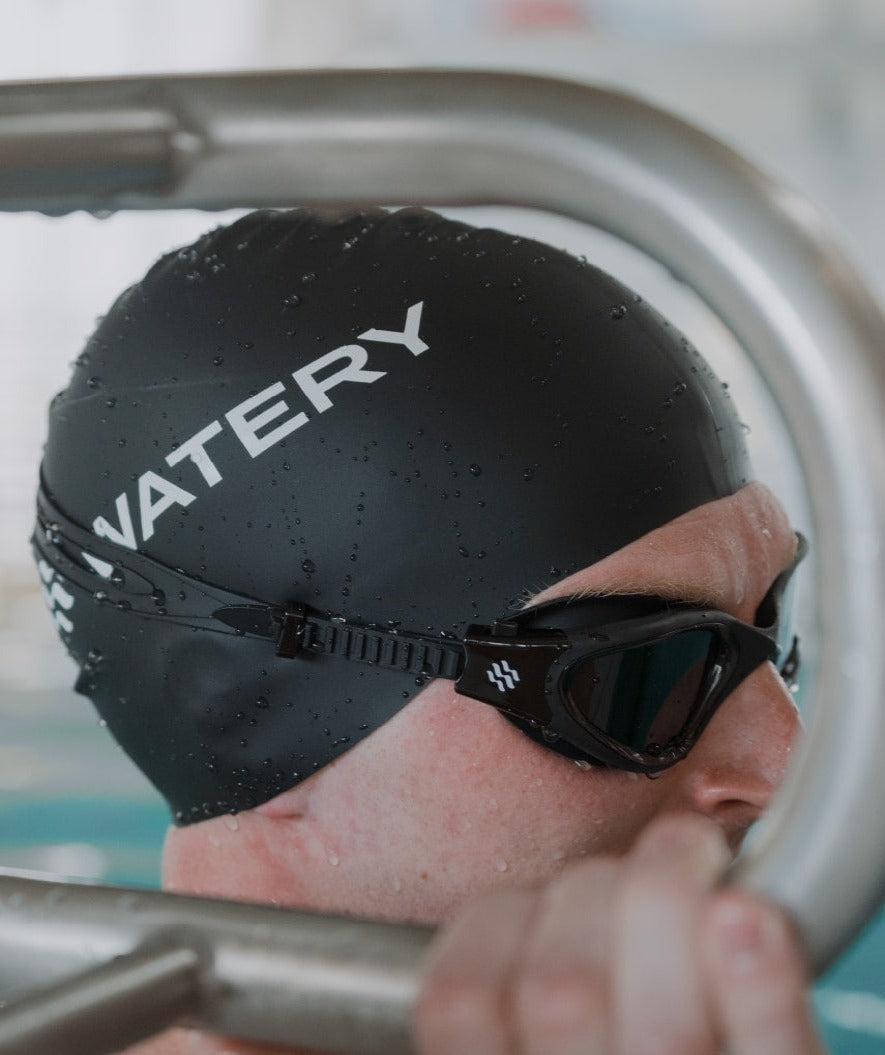 Watery Schwimmbrille für Freizeitschwimmer - Raven Mirror - Schwarz/Weiß